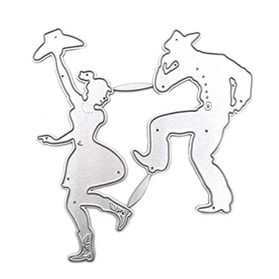Image of P12cheng Metal Cutting Dies,Dancing Women Men Die Cuts Stencil for DIY Scrapbooking Paper Craft Emboss Wedding Xmas Card New Year Greeting Decor Silver