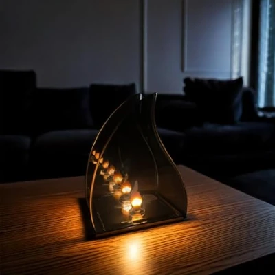 Image of Cello Gleneagles Teardrop Infinity Flame LED Battery Lamp Elegant Night Light, Bedroom and Desk Decor. Effect for Ambient Lighting in Any Room.