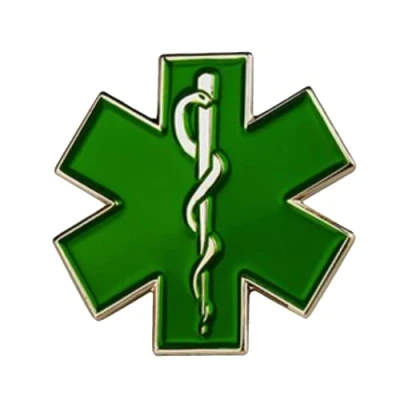 Image of Green Medical Ambulance NHS Caduceus Snake Pin Badge Student Doctor Nurse