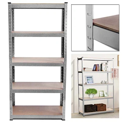 Image of BRIEFNESS 150x70x30cm MDF Shelves, 5 Tier Garage Storage Shelving Unit Heavy Duty Metal Boltless Racking 175KG Per Shelf 875KG Capacity, Galvanised, Year Warranty