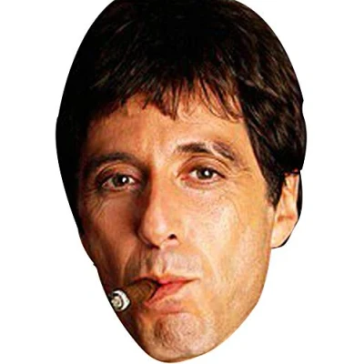 Image of FoxyPrinting Scarface Celebrity Cardboard Party Face Mask Fancy Dress