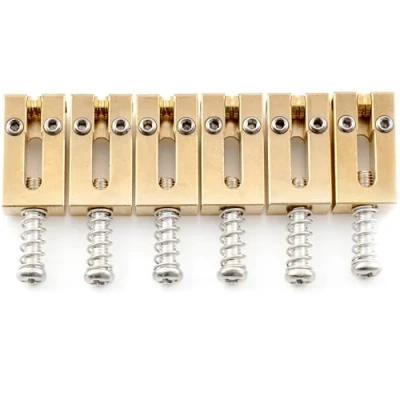 Image of Musiclily Ultra 10.5mm Full Solid Brass Modern Style Roller Saddles for Strat Tele Electric Guitar Bridge, Original Color (Set of 6)
