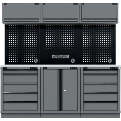 Image of Superline Pro Black Edition Storage System with Stainless Worktop 2.04m APMSBESTACK04SS
