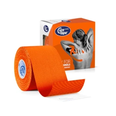 Image of CureTape Classic Orange Waterproof Kinesiology Tape Medical Injury The Best Adhesion Increase Mobility &amp; Performance Reduce Joint Pain Sports 5cm