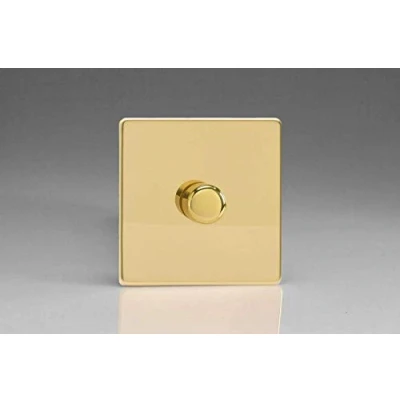 Image of Varilight V Pro Screwless Polished Brass 1 Gang LED Trailing Edge Dimmer Switch or 2 Way