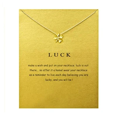 Image of ZYAWP Message Card Clover Pendant Necklace Friendship Interlocking Infinity Circles Chain Dainty Meaning Gifts for Women and Sisters