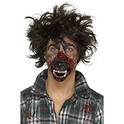 Image of Smiffys Make Up FX, Foam Latex Werewolf, Brown Mouth Prosthetic, with Adhesive, Cosmetics and Disguises Fancy Dress, Animal Dress &amp; Disguises.