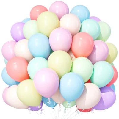 Image of Teselife Pastel Rainbow Balloons, 100Pcs 12 Inch Macaron Latex Multicolor Party Balloons for Women Girls Birthday Anniversary Wedding Engagement Proposal Decorations