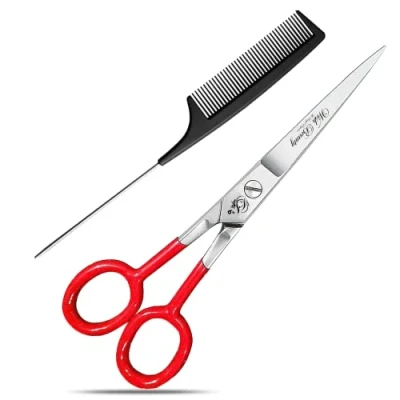 Image of Red Handel Professional Hairdressing Scissors Barber Salon Hair Cutting Sharp Razor Shear (6&quot;)