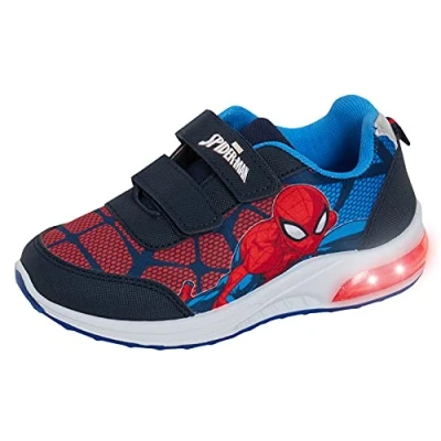Image of Marvel Boys Spiderman Light Up Trainers Kids Flashing Lights Running Sports Skater Shoes Navy 1 UK/EU 33