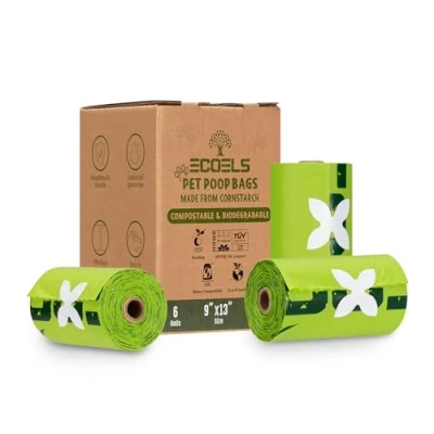 Image of ECOELS Dog Poo Bags 100% Compostable &amp; Biodegradable Poop 90 Extra Large, Strong Leakproof Cornstarch Made Certified OK COMPOST HOME, EN13432, US ASTM BPI Dogs