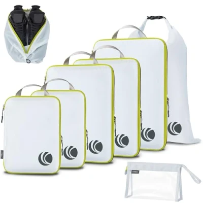 Image of Cipway Compression Packing Cubes, Ultralight Travel Luggage Organizer Sets Extensible Essentials for Carry on Suitcase(White 8pcs)