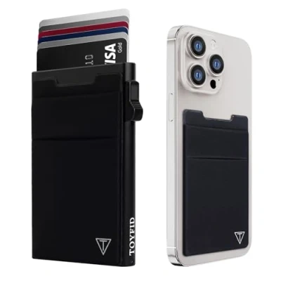 Image of TOYFID Slim Wallet for Men Pop Up Card Holder Wallet,Minimalist Business Wallet,Credit with Money Pocket,Metal Case Wallet,RFID Blocking,Can Hold 6 Credit Cards