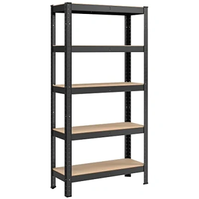 Image of SONGMICS GLR030B22 Set of 2 Shelving Units with 5 Shelves, Steel Quick Assembly for Garage, Warehouse, Utility Room, Load Capacity 650 kg, 30 x 75 150 cm, Black