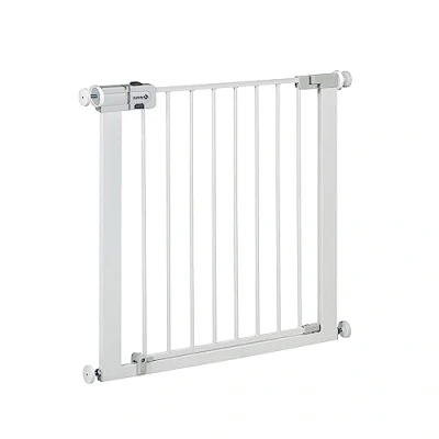 Image of Safety 1st SecureTech Metal Gate, Pressure Fit Baby Gate for Stairs and Doors, Widths 73 to 80 cm, extendable up 136 cm with extensions sold separately, White