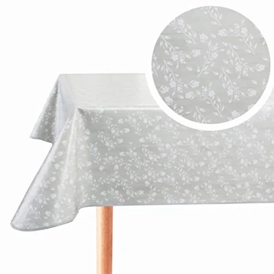 Image of Home Direct Rectangular Oilcloth PVC Wipe Clean Tablecloth Table Cover 140cm x 180cm 55x70 Light Grey