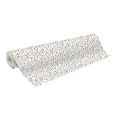 Image of Clairefontaine 211942C A reel of Gift Wrap Wedding ring 60g Dimensions: 50x0.70m Pattern: Multicolored Dots, White Background Wrapping, Special Long Length,