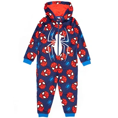 Image of Marvel Spider Man Onesie For Boys Kids Superhero Blue Red Pyjamas All In One Comics Clothing Gift 6 7 Years