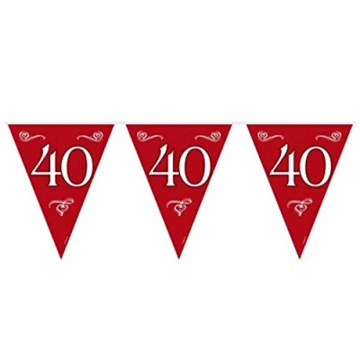 Image of Folat 21474 40th Birthday/Anniversary Garland, Ruby Red