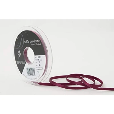 Image of Berisfords Double FACE Poly Satin Ribbon, Wine, 5 mm