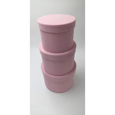 Image of Oasis Velvet Symphony Suede Hat Box Set of 3 Florist Lined (Light Pink)