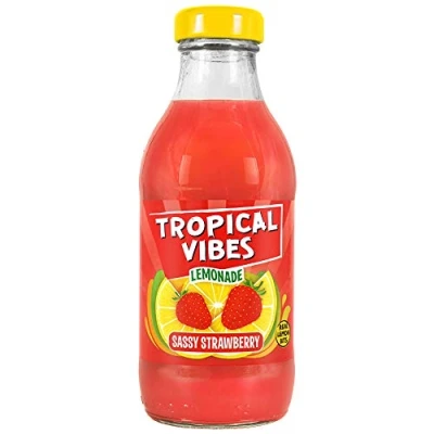 Image of Tropical Vibes Lemonade Sassy Strawberry Drink, Exotic Flavors, Refreshing Summer Pack of 15.