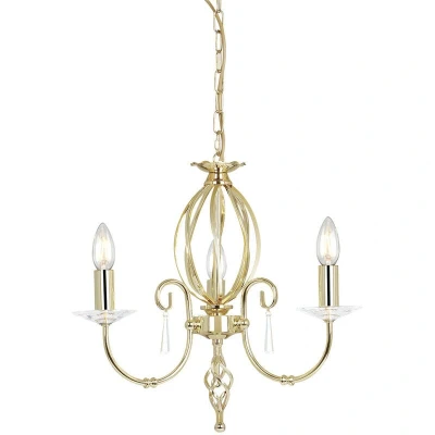 Image of Aegean Chandelier 3 Light Polished Brass Finish, E14