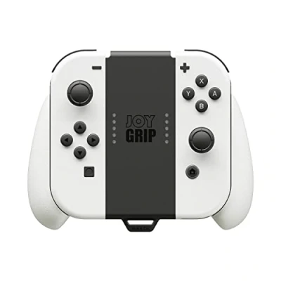 Image of Skull &amp; Co. JoyGrip for Nintendo Switch and OLED Joy Con Controller: Rechargeable Handheld Joystick Remote Control Holder with Interchangeable Grips White