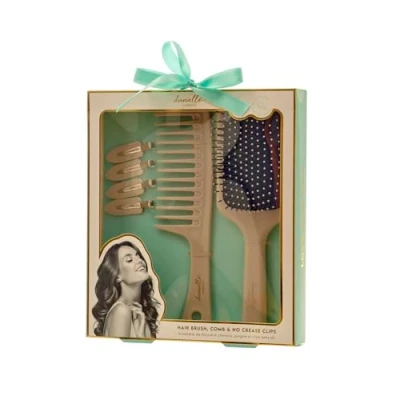 Image of Danielle Creations Hair Brush, Comb &amp; No Crease Clips Accessory Set, Trio Set for Styling Detangling