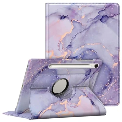 Image of Fintie Rotating Case for Samsung Galaxy Tab S9 FE 5G 10.9 Inch/Galaxy 11 Inch 2023 with S Pen Holder, 360 Degree Swiveling Stand Cover Auto Sleep/Wake, Lilac Marble