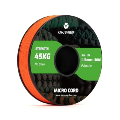 Image of Kamu Synber Micro Cord 1.18mm Paracord Braided Rope 30m Spool for Bracelet, Crafting, Jewelry Making, Key Chains Support 45kg Orange