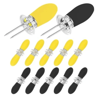 Image of 10 Pairs Of Stainless Steel Corn Skewers, Cheese Bbq Forks, Rack Skewers Set, Fruit Forks