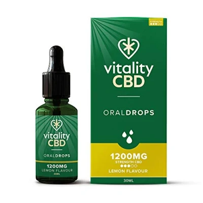 Image of Vitality CBD Oral Drops in hempseed Oil, 1200 mg, Lemon, 30ml, NO THC