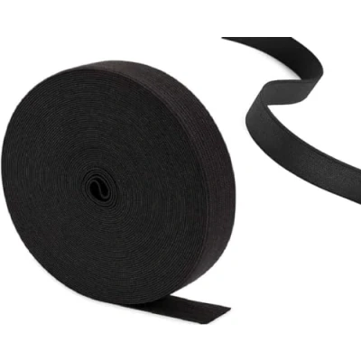 Image of DENSCO Thick Black Elastic Bands for Sewing Waistband 25MM 10 Meters 1 inch Wide Roll of Elastic, Dressmaking, Headbands, Trouser, Wig Band and DIY Craft (BLACK 10M)