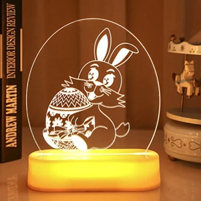 Image of Wudaizhi Rabbit Bedside Light for Kids Child Baby Easter Bunny Night Lamp Led Eggs Christmas Birthday Gift
