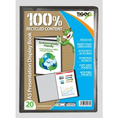 Image of Tiger 300930 A5 Presentation Display Book Black 20 Pocket