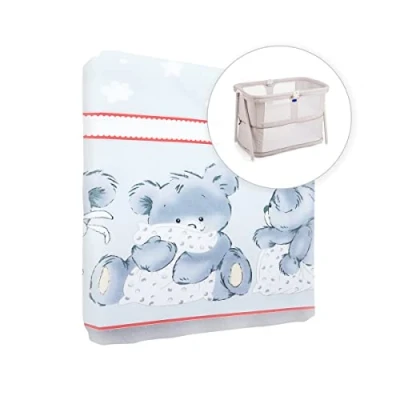 Image of Baby Comfort Nursery 100% Cotton Fitted Sheet to fit 95x65 cm Travel Cot (Mika Grey)