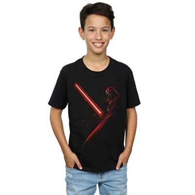 Image of Star Wars Boys Darth Vader Lightsaber T Shirt Black 3 4 Years
