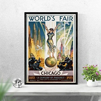 Image of Inga World&#039;S Fair Chicago Poster Parlor Cafe Garage Funny Gift Metal Signs 8x12 inch