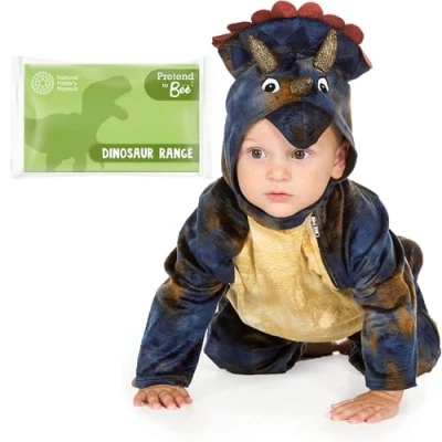 Image of PRETEND TO BEE Baby Triceratops Dinosaur Fancy Dress Costume for Kids/Toddlers, Official Natural History Museum, Onesie, 18 24 Months, Blue
