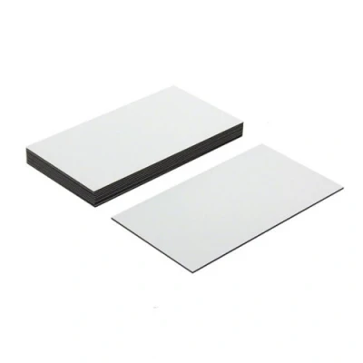 Image of MagFlex® Lite Flexible Gloss White Dry Wipe Surface Magnetic Labels for Creating Scrumboards, Removable and Changeable 89mm Long x 51mm Wide Pack of 10