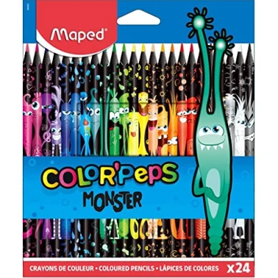 Image of Maped Color&#039;Peps Monster Theme Colouring Pencils Pack of 24 Colours and Designs