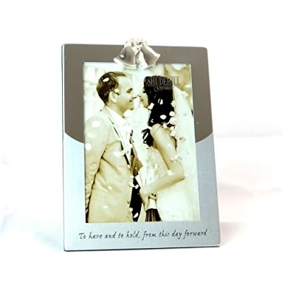 Image of Joe Davies SHATCHI 615 5&quot; x 7&quot; Silver Photo Frame Double Bell on Top Wedding Present