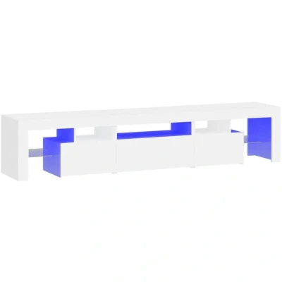 Image of vidaXL TV Cabinet with LED Lights Media Furniture Entertainment Centre Unit HiFi Sideboard Console White 200x36.5x40 cm