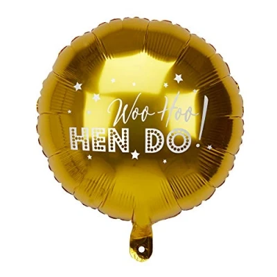 Image of Neviti 776216 Woo Hoo Gold Round Hen Party Balloon 16 (Single) Foil Balloons, 40 x cm