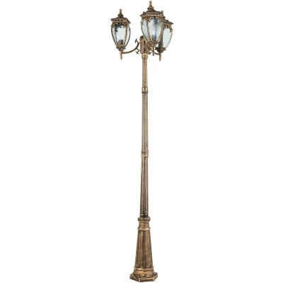 Image of Fleur Outdoor Lamp Posts Black with Gold, IP44