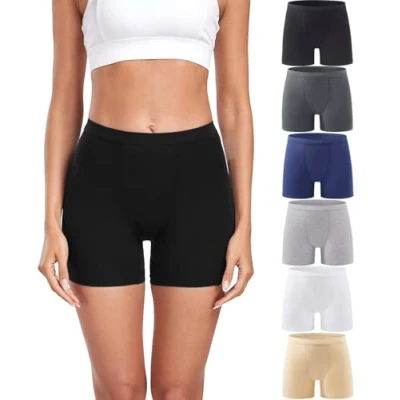 Image of wirarpa Women&#039;s Boxer Briefs Modal Boyshort Panties Ultra Soft Ladies Boxers Underwear Under Dress Skirt 6 Pack Multicolor Size S