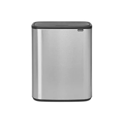 Image of Brabantia Bo touch Bin 2 x 30L Inner Buckets (Matt Steel Fingerprint Proof) Large Waste/Recycling Kitchen Soft