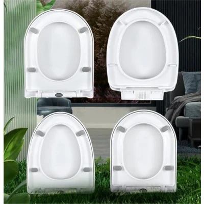 Image of Soft Close Toilet Seat White with Quick Release,Simple Top Fixing,Standard Loo Seats Oval,D Shaped/V Shaped,Universal Lid (V Shape)