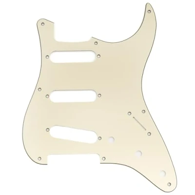 Image of Musiclily Pro 8 Holes ST SSS Pickguard for 2008 2019 China Made Squier Classic Vibe SQ CV 50s Reissue Vintage Strat Style Electric Guitar, 3ply Cream